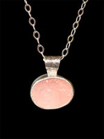 Load image into Gallery viewer, Natural rose Quartz Pendant in Sterling Silver, raw stone, birthstone
