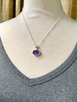 Load image into Gallery viewer, Natural Amethyst Pendant in Sterling Silver, raw stone, birthstone

