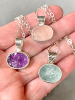 Load image into Gallery viewer, Natural Amethyst Pendant in Sterling Silver, raw stone, birthstone
