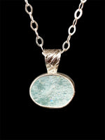 Load image into Gallery viewer, Natural Aquamarine Pendant in Sterling Silver, raw stone, birthstone
