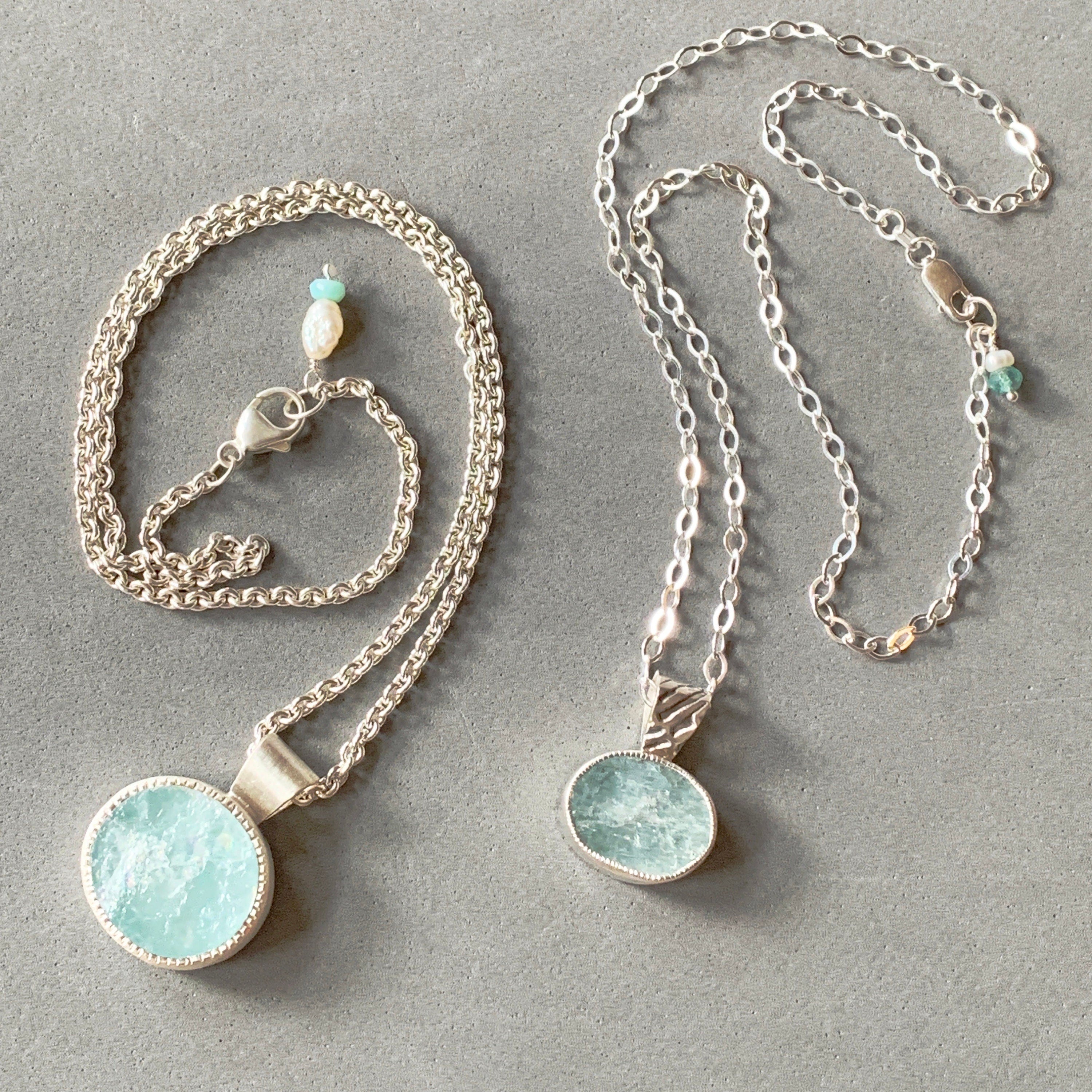 Natural Aquamarine Pendant in Sterling Silver, raw stone, birthstone