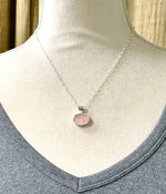Load image into Gallery viewer, Natural rose Quartz Pendant in Sterling Silver, raw stone, birthstone
