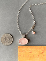 Load image into Gallery viewer, Natural rose Quartz Pendant in Sterling Silver, raw stone, birthstone
