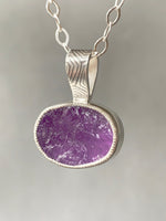 Load image into Gallery viewer, Natural Amethyst Pendant in Sterling Silver, raw stone, birthstone
