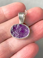 Load image into Gallery viewer, Natural Amethyst Pendant in Sterling Silver, raw stone, birthstone
