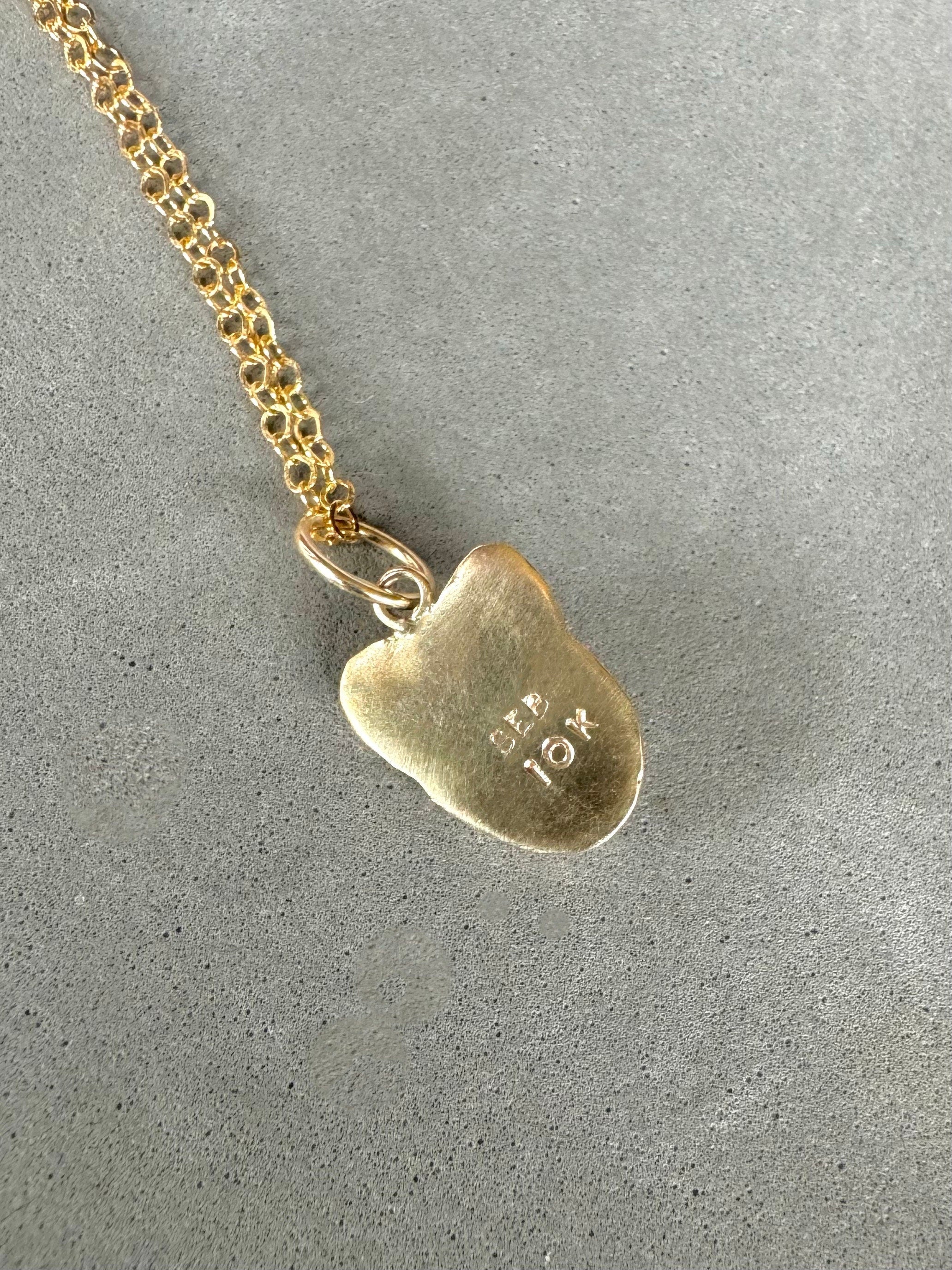 Gold Fox Charm with Diamond Eyes, Solid 10K gold, gold charm