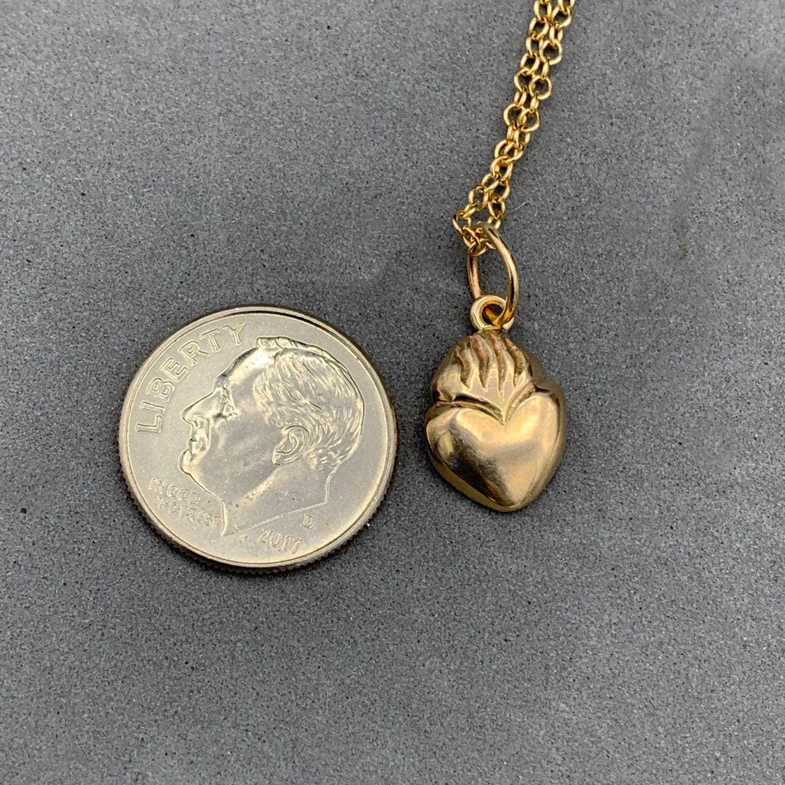 14K Gold Sacred Heart Charm