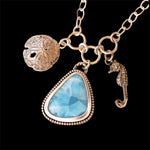 Load image into Gallery viewer, Larimar Charm Necklace, Seahorse, Sand Dollar, sterling silver
