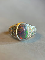 Load image into Gallery viewer, Owl Ring with Opal and Emeralds
