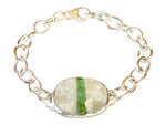 Load image into Gallery viewer, Tourmaline in Quartz Bracelet, green tourmaline, sterling silver
