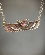 Load image into Gallery viewer, Winged Cobra with Pink Tourmaline pendant, sterling silver, Egyptian Wadjet
