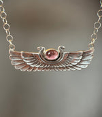 Load image into Gallery viewer, Winged Cobra with Pink Tourmaline pendant, sterling silver, Egyptian Wadjet
