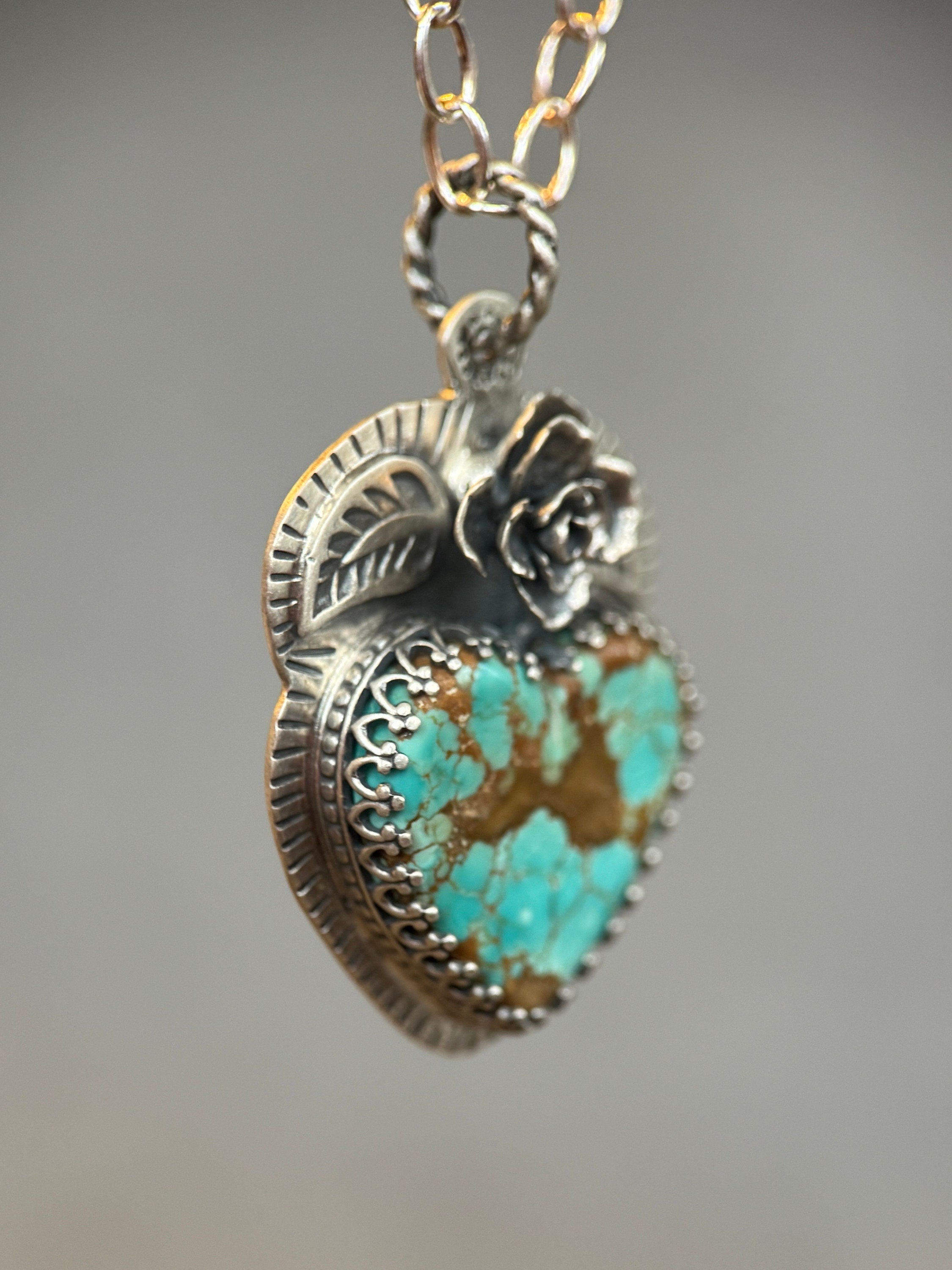 Botanical Turquoise Heart Pendant