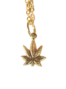 14K Gold Pot Leaf Charm