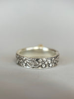 Load image into Gallery viewer, Flower Band with 10K Gold Flower, Moissainte, and Sterling silver
