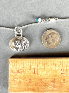 Roaring Lion Pendant with Blue Sapphire, sterling silver