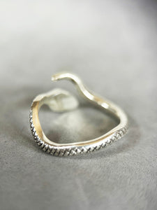 Snake Ring with Ruby Eyes and Spinel , serpent, sterling silver