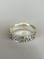 Load image into Gallery viewer, Flower Band with 10K Gold Flower, Moissanite , and Sterling silver
