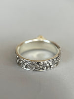 Load image into Gallery viewer, Flower Band with 10K Gold Flower, Moissanite , and Sterling silver

