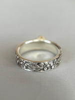 Load image into Gallery viewer, Flower Band with 10K Gold Flower, Moissainte, and Sterling silver
