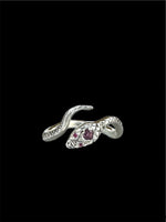 Load image into Gallery viewer, Snake Ring with Ruby Eyes and Spinel , serpent, sterling silver
