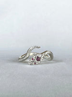Load image into Gallery viewer, Snake Ring with Ruby Eyes and Spinel , serpent, sterling silver
