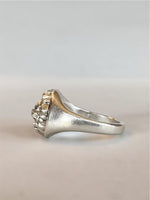 Load image into Gallery viewer, Lion Signet Ring with Black Diamond Eyes, sterling silver

