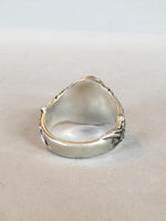 Load image into Gallery viewer, Amethyst Signet Ring With Birds and Flowers in Sterling Silver
