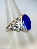 Load image into Gallery viewer, Lapis Lazuli Lion Signet Ring in Sterling Silver
