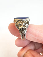 Load image into Gallery viewer, Lapis Lazuli Lion Signet Ring in Sterling Silver

