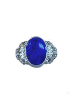 Load image into Gallery viewer, Lapis Lazuli Lion Signet Ring in Sterling Silver
