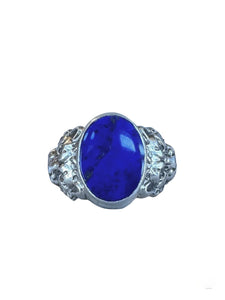Lapis Lazuli Lion Signet Ring in Sterling Silver