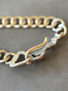Victorian Hand Curb Chain Bracelet, Sterling Silver, Cuban chain bracelet