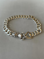 Load image into Gallery viewer, curb chain bracelet with Victorian hand clasp handmade in sterling silver.
