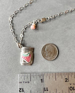 Load image into Gallery viewer, Strawberry Jam pendant in sterling silver, mason jar
