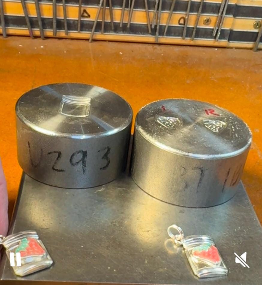 Strawberry Jam pendant in sterling silver, mason jar