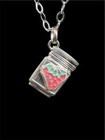 Load image into Gallery viewer, Strawberry jam pendant in sterling silver and colored resin
