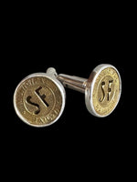 Load image into Gallery viewer, San Francisco vintage MUNI token cufflinks. Solid sterling silver with original brass bus token.
