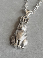 Load image into Gallery viewer, Rabbit Pendant in Sterling Silver, vintage die pressed
