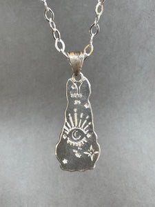 Rabbit Pendant in Sterling Silver, vintage die pressed