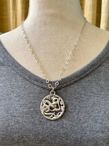 Snake in the Trees Pendant, Sterling Silver, Vintage Die pressed