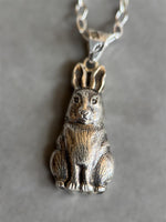 Load image into Gallery viewer, Rabbit Pendant in Sterling Silver, vintage die pressed
