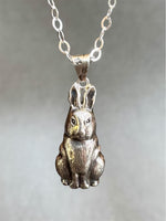 Load image into Gallery viewer, Rabbit Pendant in Sterling Silver, vintage die pressed
