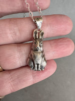 Load image into Gallery viewer, Rabbit Pendant in Sterling Silver, vintage die pressed
