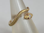 Load image into Gallery viewer, 14K Gold Snake Ring with Diamond and Rubies
