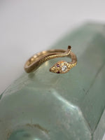 Load image into Gallery viewer, 14K Gold Snake Ring with Diamond and Rubies
