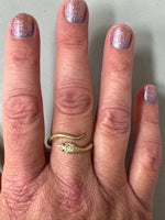 Load image into Gallery viewer, 14K Gold Snake Ring with Diamond and Rubies
