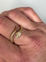 Load image into Gallery viewer, 14K Gold Snake Ring with Diamond and Rubies
