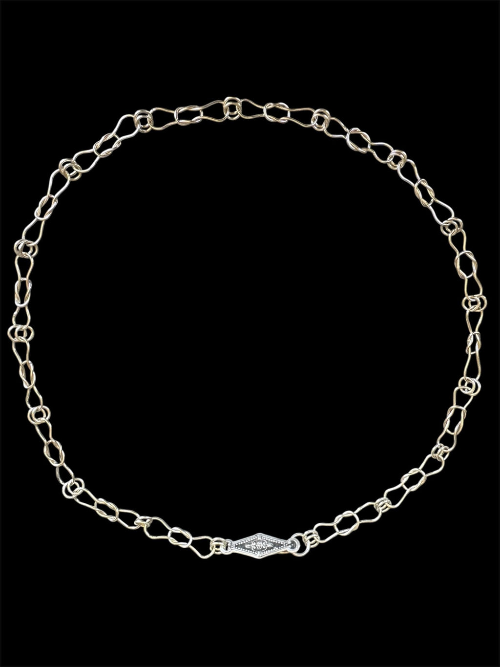 Handmade Silver Chain, woven chain in sterling silver with decorative clasp