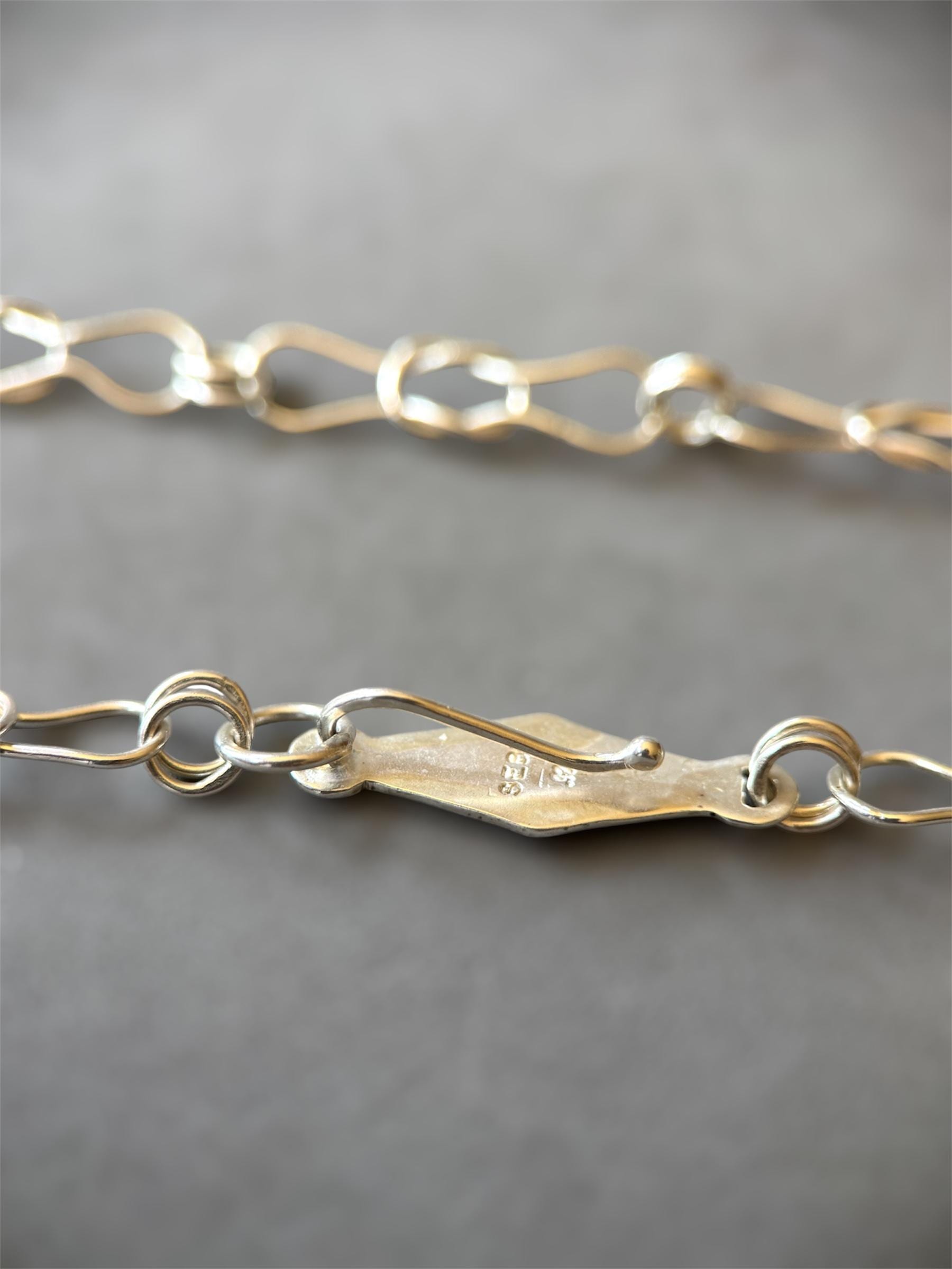 Handmade Silver Chain, woven chain in sterling silver with decorative clasp
